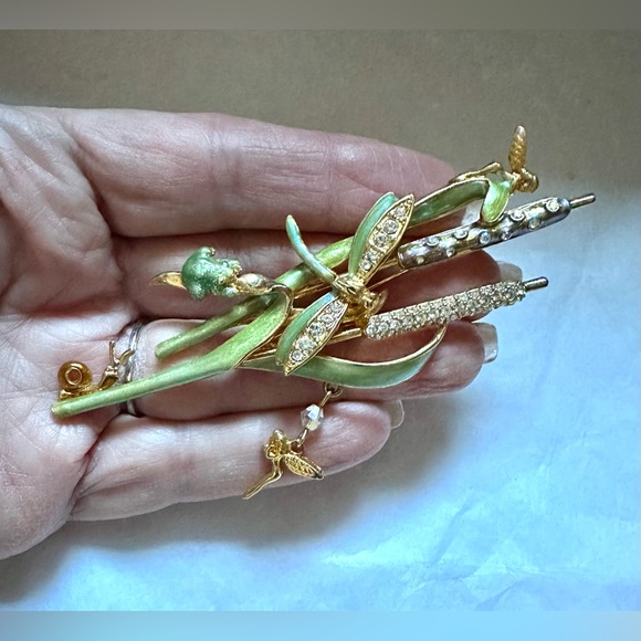 Kirk’s Folly Cattail Brooch Dragonfly Snail Frog Fairies - Picture 7 of 7